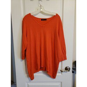 Cyrus plus size, 3/4 sleeve, orange, asymmetrical hem top, size 1X